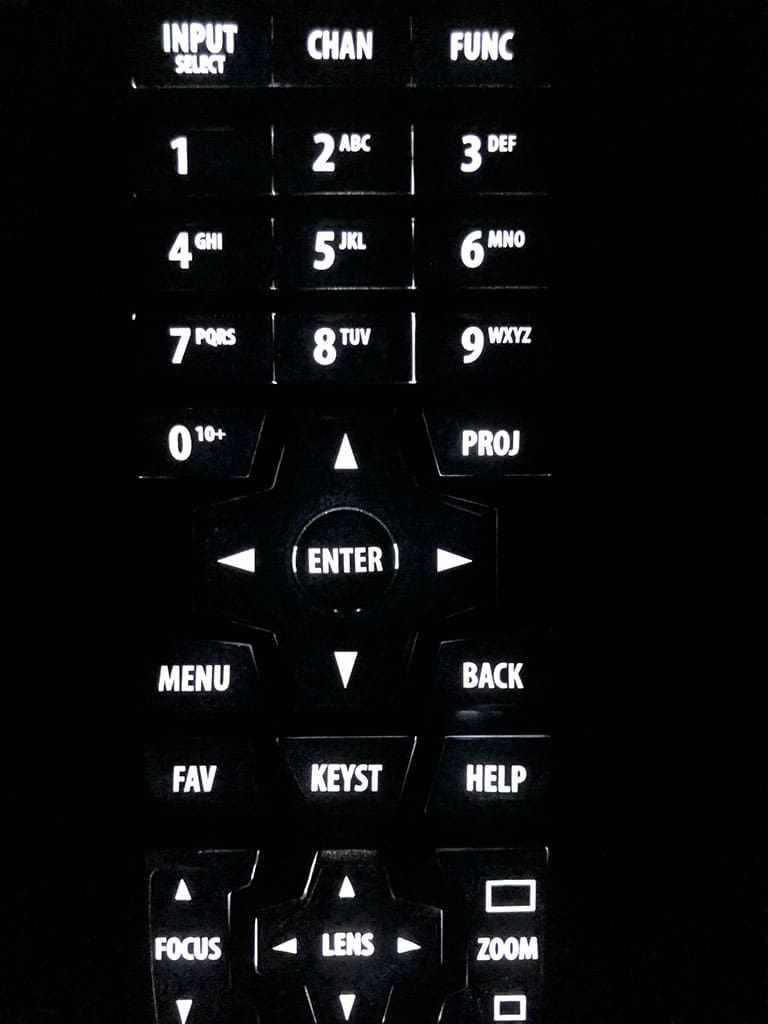 Keypad backlighting for remote control
